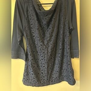 Shannon Ford New York blouse with lace front panel and lace trim cuffs